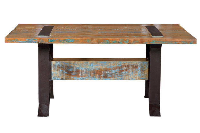 Giner y Colomer Mesa Comedor Madera Reciclada Base Metal Multicolor 200 cm